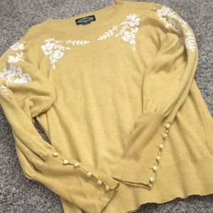 Womens Golden Yellow Long Sleeve Sweater